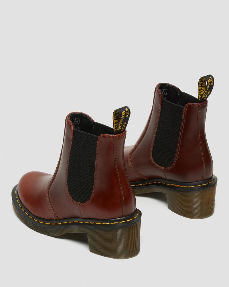 Brown Women's Dr Martens Cadence Leather Heeled Heeled Boots | CA 135ILH